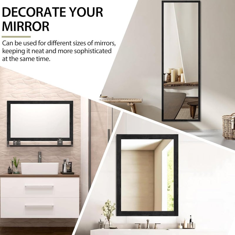 Rindion 45 FT Black Wood Grain Wallpaper Border, Removable Waterproof Mirror Frame Border, Self Adhesive Kitchen Bathroom Mirror Frame Sticker (3.94Inch X 45.9 Ft) - Image 5
